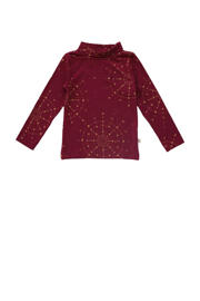 thumbnail: Donkerrood, bordeaux en gouden meisjes Your Wishes longsleeve bordeauxrood van stretchkatoen met lange mouwen en opstaande kraag
