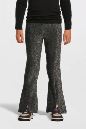 flared broek met glitters donker zilver