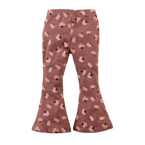 Z8 flared broek Sadie bruin roze Meisjes Stretchkatoen Bloemen 80
