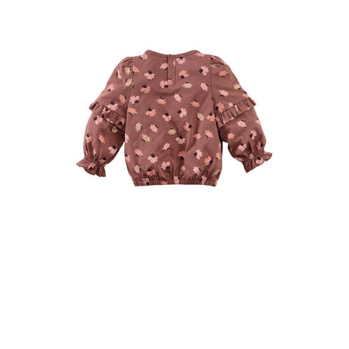 Z8 sweater Sylvie bruin roze Longsleeve Meisjes Stretchkatoen Ronde hals 86