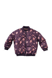 thumbnail: Paars en roze meisjes Z8 winterjas Beaudine van polyester met bloemenprint, lange mouwen, opstaande kraag en ritssluiting