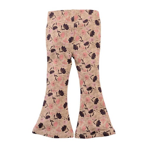 Z8 flared broek Cilla zand roze Meisjes Stretchkatoen Bloemen 80