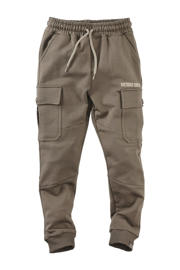 thumbnail: Taupe jongens Z8 kids regular fit cargo broek Cooper van stretchkatoen met elastische tailleband met koord en effen