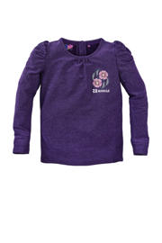 thumbnail: Paarse meisjes Z8 longsleeve Liva en ruches van polyester met printopdruk, lange mouwen, ronde hals, drukknoopsluiting en glitters