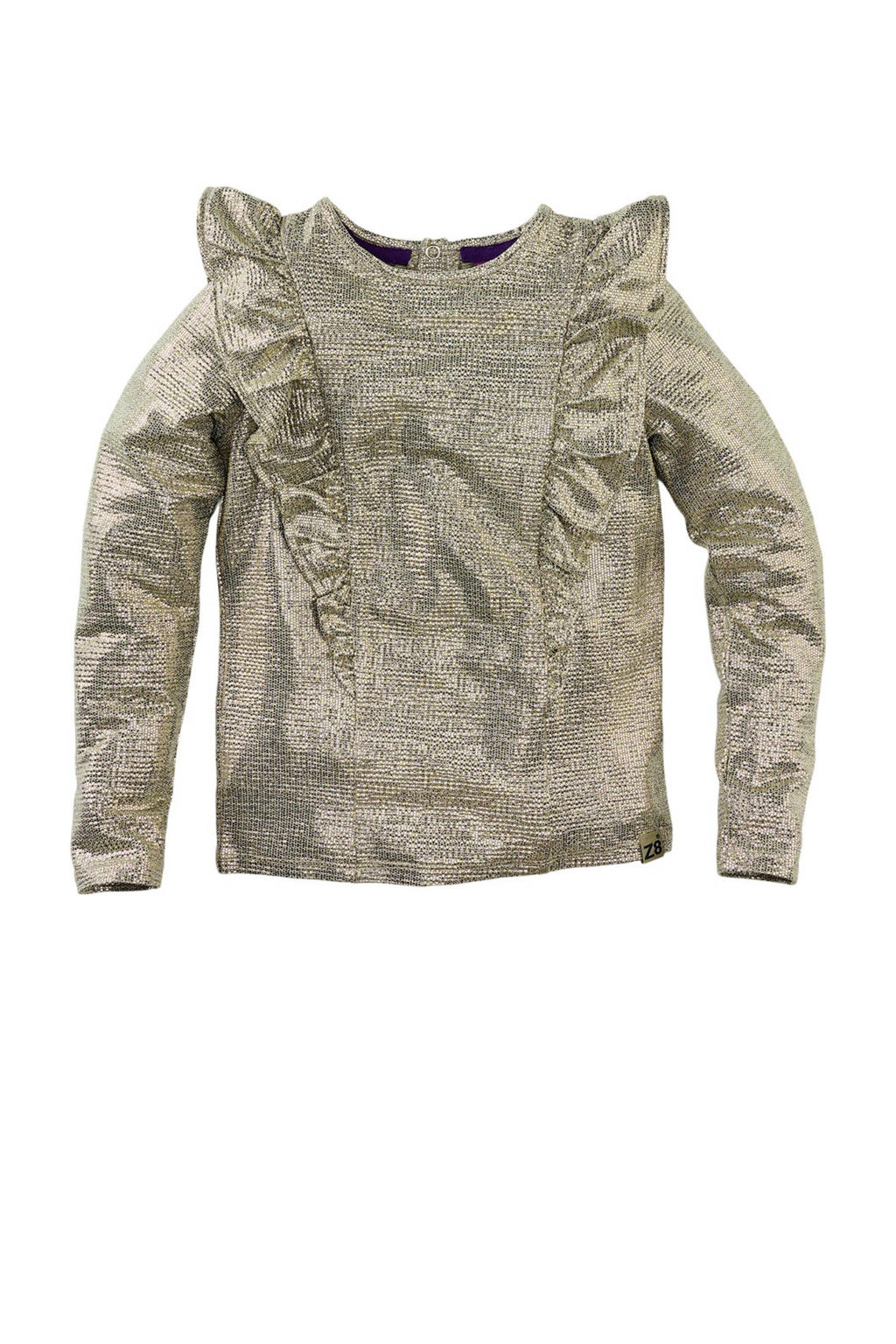 Gouden meisjes Z8 longsleeve Dounia van polyester met effen, lange mouwen, opstaande kraag, knoopsluiting en textuur