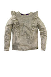 thumbnail: Gouden meisjes Z8 longsleeve Dounia van polyester met effen, lange mouwen, opstaande kraag, knoopsluiting en textuur