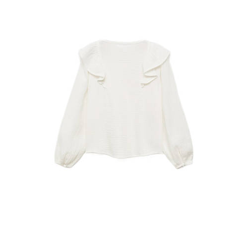 Mango Kids blouse wit Meisjes Katoen Ronde hals Effen 164