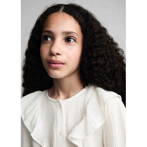 Mango Kids blouse wit Meisjes Katoen Ronde hals Effen 164