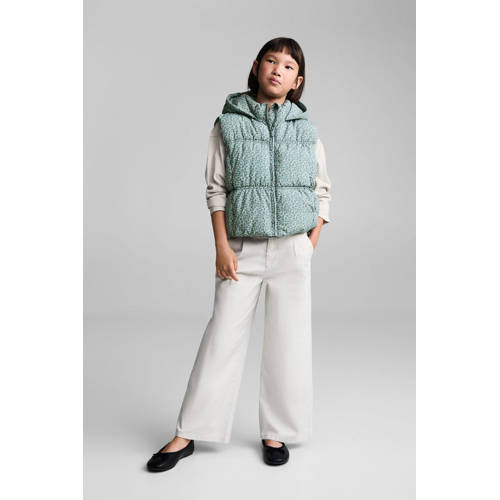 Mango Kids bodywarmer met all over print groen Meisjes Polyester Capuchon 140