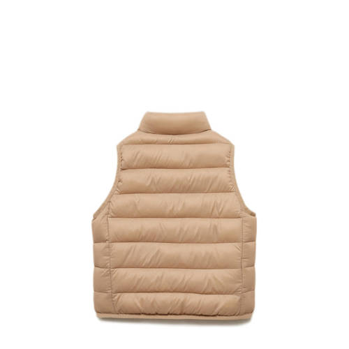 Mango Kids bodywarmer lichtbeige Jongens Polyamide Opstaande kraag Effen 116