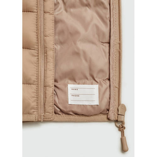 Mango Kids bodywarmer lichtbeige Jongens Polyamide Opstaande kraag Effen 116