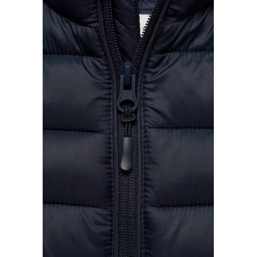 Mango Kids bodywarmer donkerblauw Jongens Polyamide Opstaande kraag Effen 104