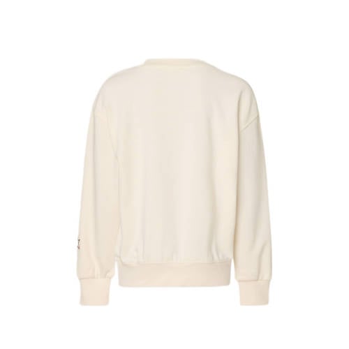 Shoeby sweater met grafische print ecru Wit Grafisch 98 104
