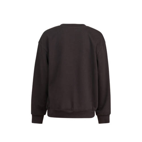 Shoeby sweater met grafische print antraciet Grijs Grafisch 134 140