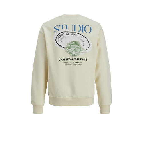 jack & jones JUNIOR sweater met backprint ecru Backprint 164