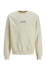 thumbnail: Ecru jongens JACK & JONES JUNIOR sweater met backprint, lange mouwen en ronde hals