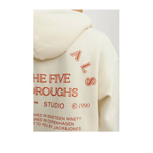 jack & jones JUNIOR sweater met backprint beige bruin Backprint 164