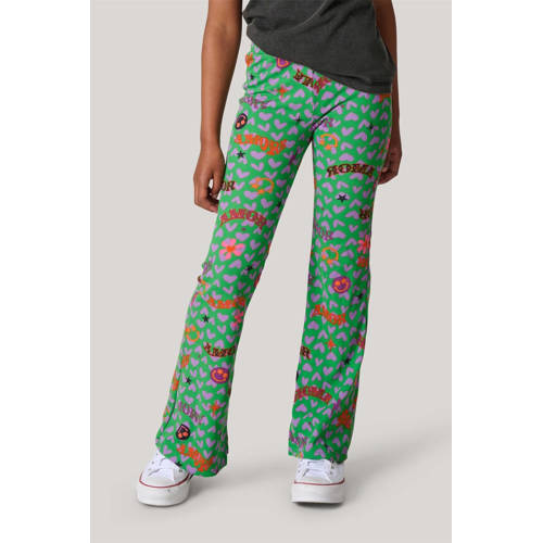Shoeby broek met all over print groen Meisjes Polyester All over print 134 140