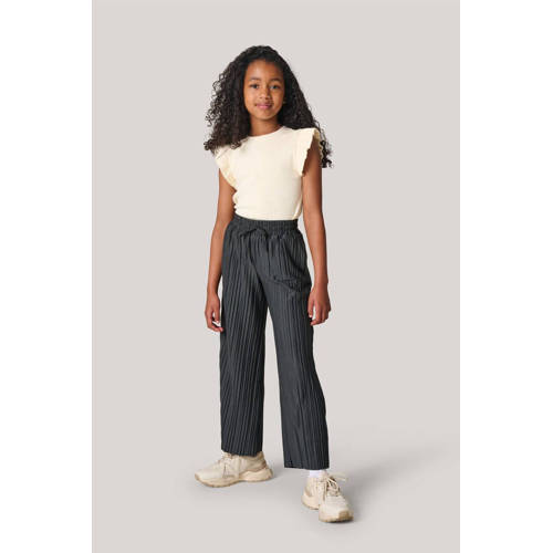 Shoeby high waist loose fit broek antraciet Grijs Meisjes Polyester Effen 146 152