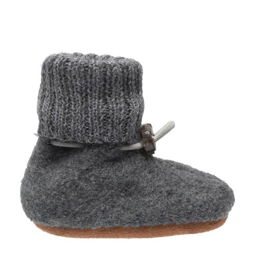 Bergstein wollen babyslofjes grijs Effen