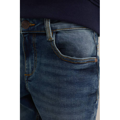 WE Fashion skinny jeans bright blue denim Blauw Jongens Stretchdenim Effen 116