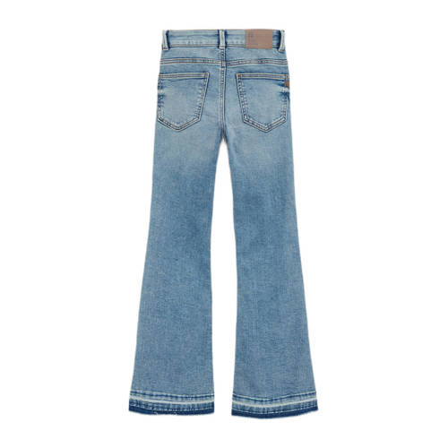 WE Fashion flared jeans used denim Blauw Meisjes Stretchkatoen Effen 176
