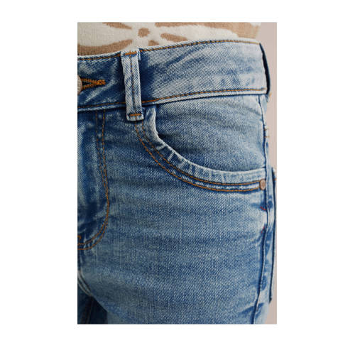 WE Fashion flared jeans used denim Blauw Meisjes Stretchkatoen Effen 176
