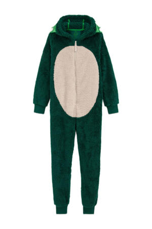 Onesie draak donkergroen/ecru