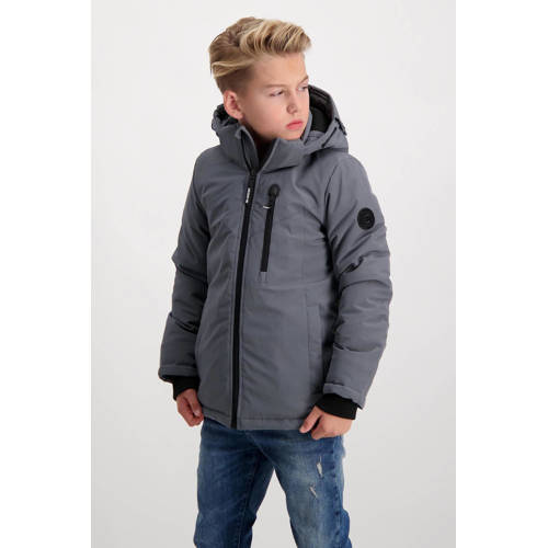 Cars gewatteerde winterjas THAMES Grijs Jongens Polyester Capuchon Effen 140