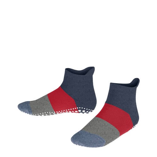 FALKE Colour Block sokken met anti-slip noppen rood/blauw/grijs Jongens/Meisjes Katoen - maat 31-34 afbeelding