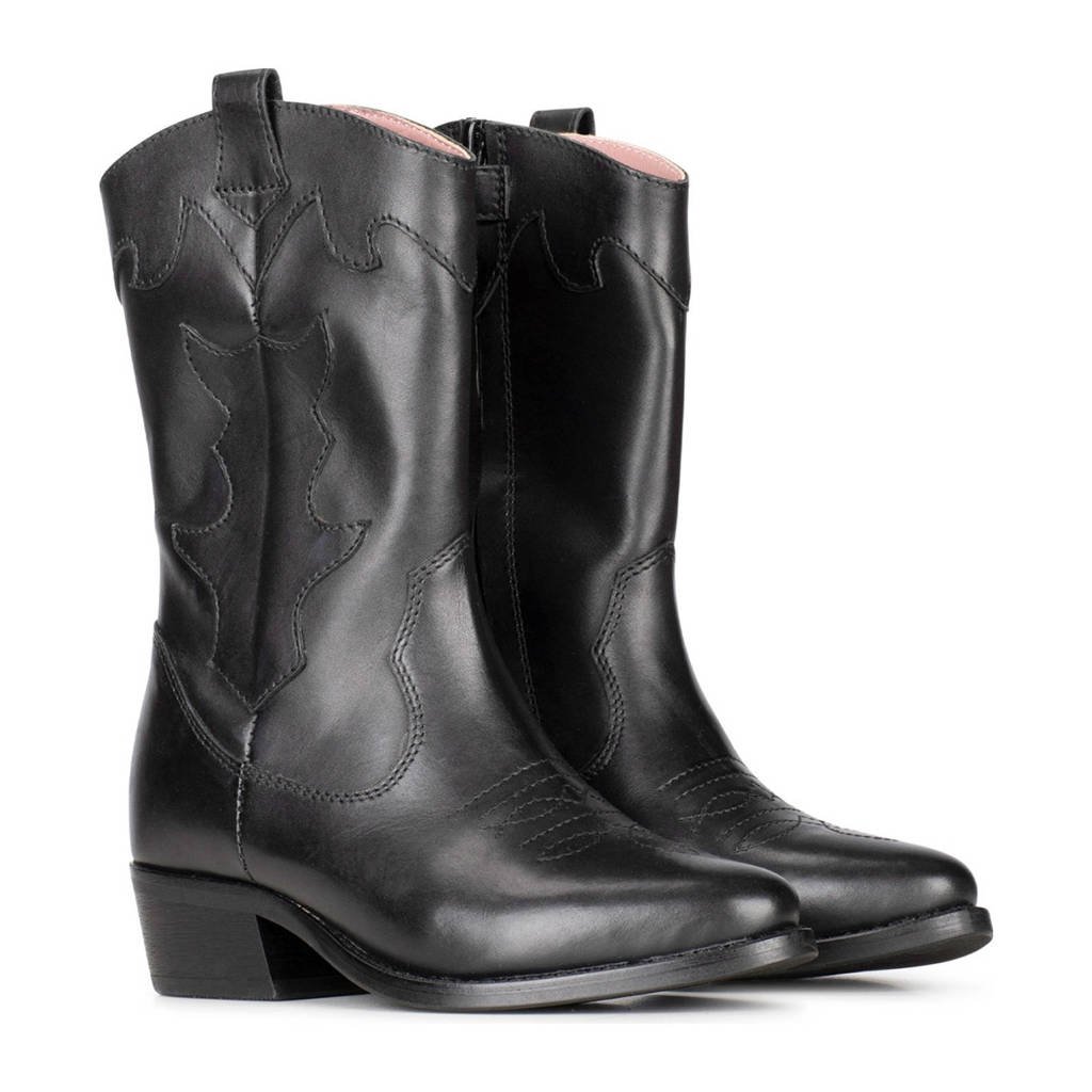 PS Poelman Nolia leren cowboylaarzen zwart