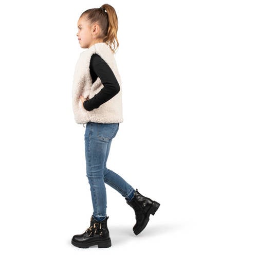 PS Poelman Monk leren enkelboots zwart Meisjes Leer Effen