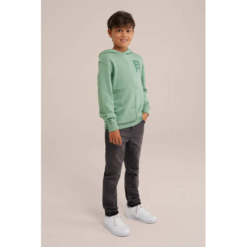 WE Fashion hoodie lichtgroen Trui Jongens Katoen Capuchon Effen 122 128