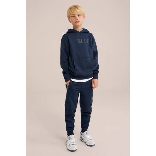 WE Fashion hoodie donkerblauw Sweater Effen 134 140