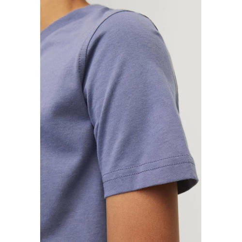 jack & jones JUNIOR T-shirt met printopdruk paarsblauw Jongens Katoen Ronde hals 140
