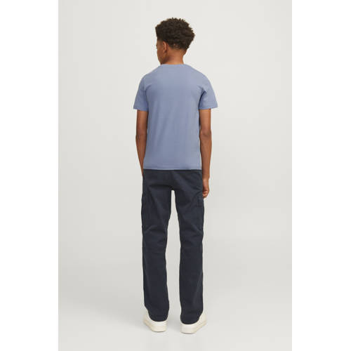 jack & jones JUNIOR T-shirt met printopdruk grijsblauw Jongens Katoen Ronde hals 152