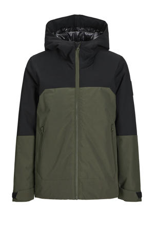 gewatteerde winterjas JCOAIDEN TRANSITIONAL donkergroen/zwart