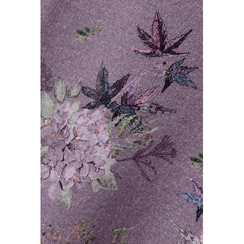 Name it MINI gebloemde longsleeve paars Meisjes Stretchkatoen Ronde hals 110
