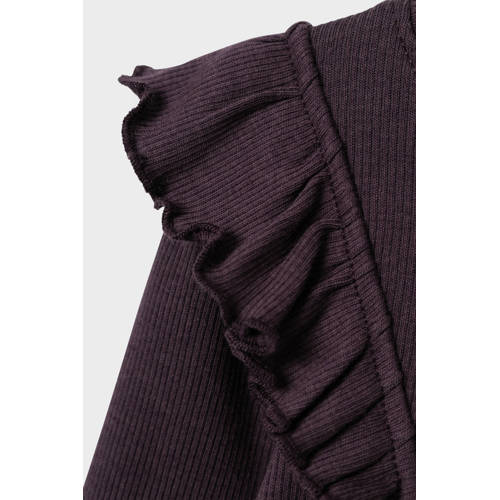 name it MINI longsleeve NMFNILLA aubergine Paars Meisjes Katoen Ronde hals 110
