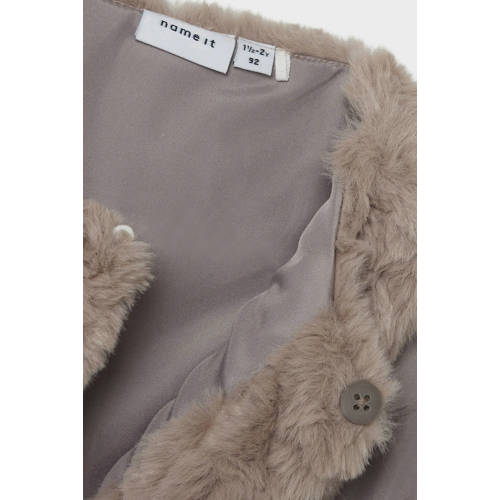 name it MINI imitatiebont gilet NMFNUSSI taupe Effen 98