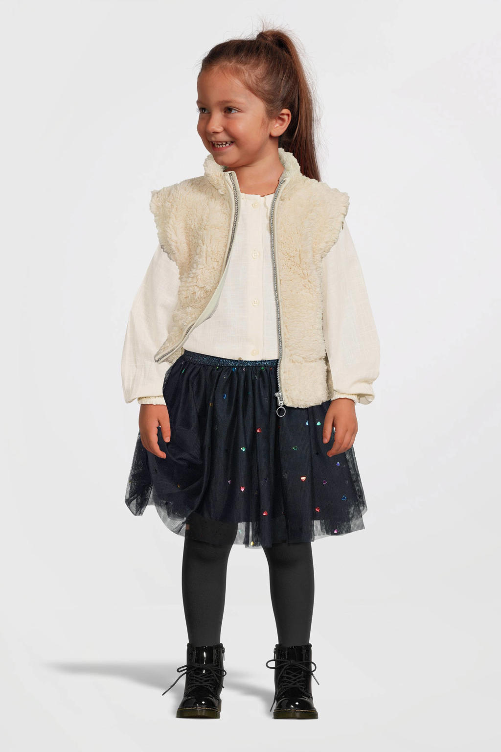 NAME IT MINI korte rok NMFVABOS met hartjes donkerblauw
