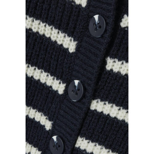 Name it MINI gestreept vest donkerblauw ecru Meisjes Acryl V-hals Streep 110