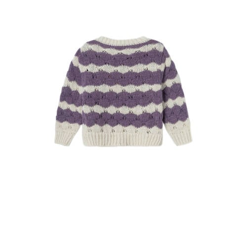name it MINI gebreide trui paars Meisjes Polyester Ronde hals Streep 86