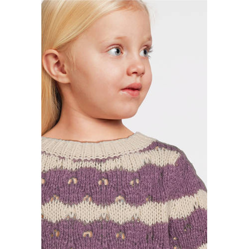 name it MINI gebreide trui paars Meisjes Polyester Ronde hals Streep 86