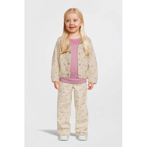 name it MINI jasje met hartjes ecru roze Meisjes Katoen Klassieke kraag 110