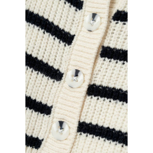 name it MINI gestreept vest ecru donkerblauw Meisjes Acryl V-hals Streep 98