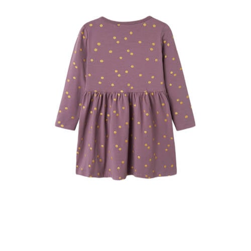 Name it MINI jurk NMFVIVIAN met all over print aubergine Paars Meisjes Katoen Ronde hals 110