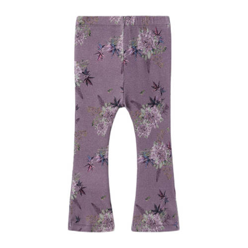 name it MINI gebloemde flared legging NMFNNORAS paars Meisjes Katoen Bloemen 92