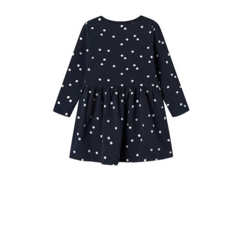 Name it MINI jurk NMFVIVIAN met all over print donkerblauw Meisjes Katoen Ronde hals 104