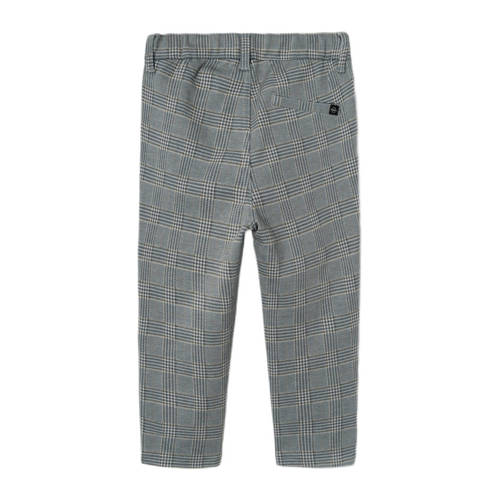 name it MINI baby geruite slim fit broek NKMSILAS Grijs Jongens Polyester 80